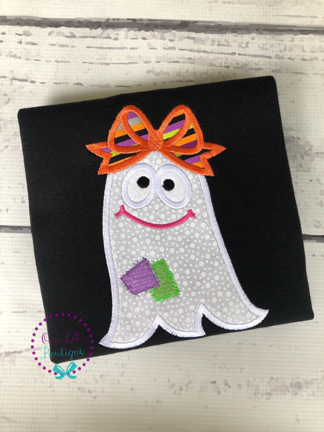 Personalized Ghost Applique Halloween Shirt - Girls BOO Shirt