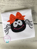 Girls Halloween Shirt: Spider with Bow Appliqué
