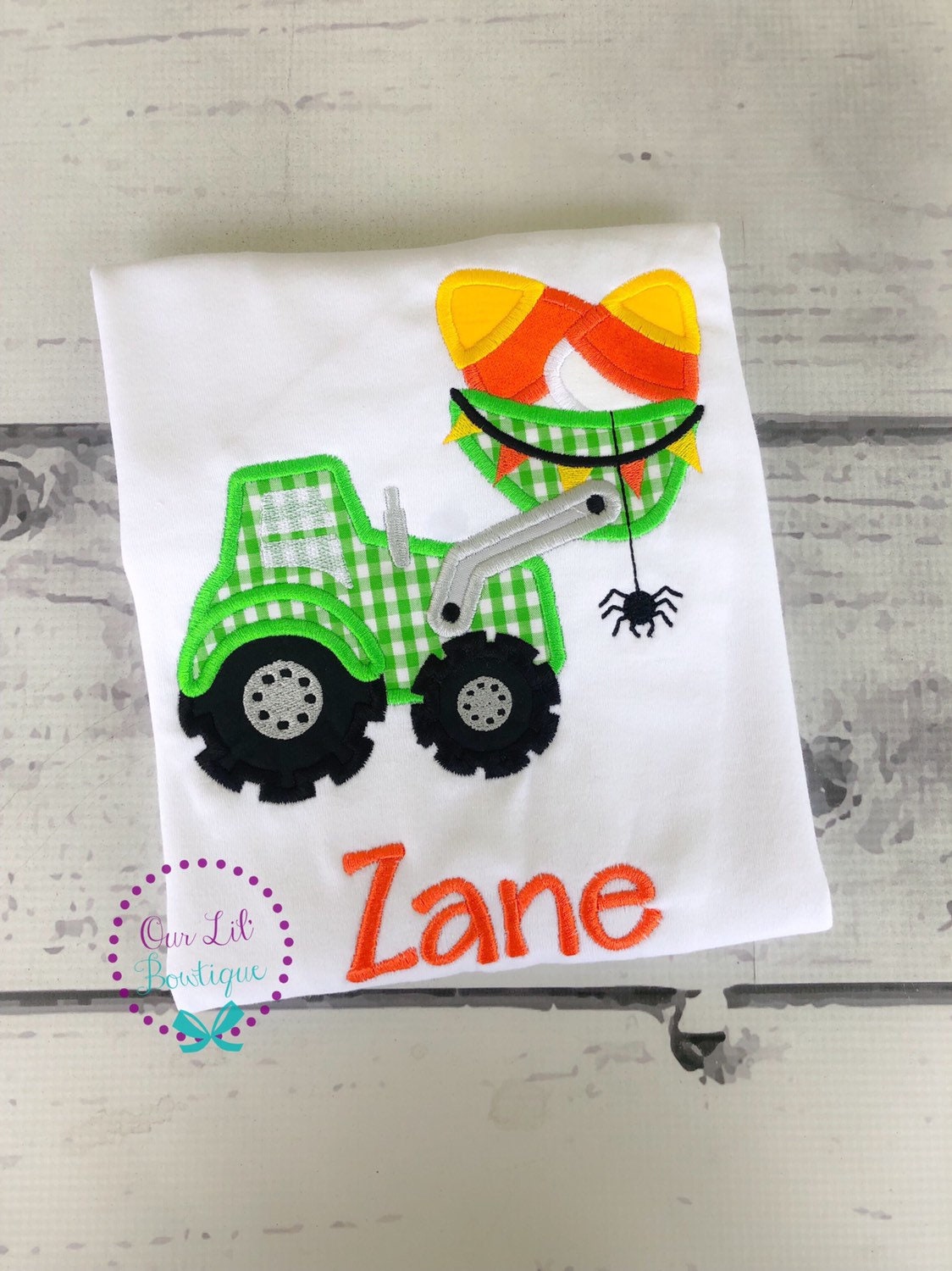 Personalized Halloween Digger Shirt: Candy Corn Construction Tee