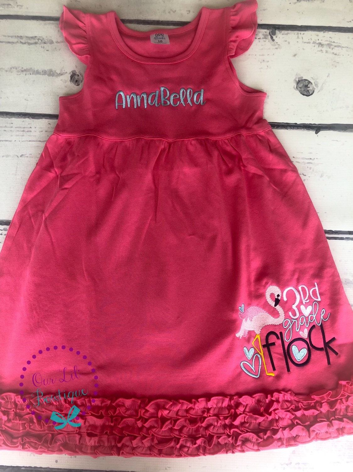 Embroidered Flamingo Back to School Shirt: Personalized School Dress