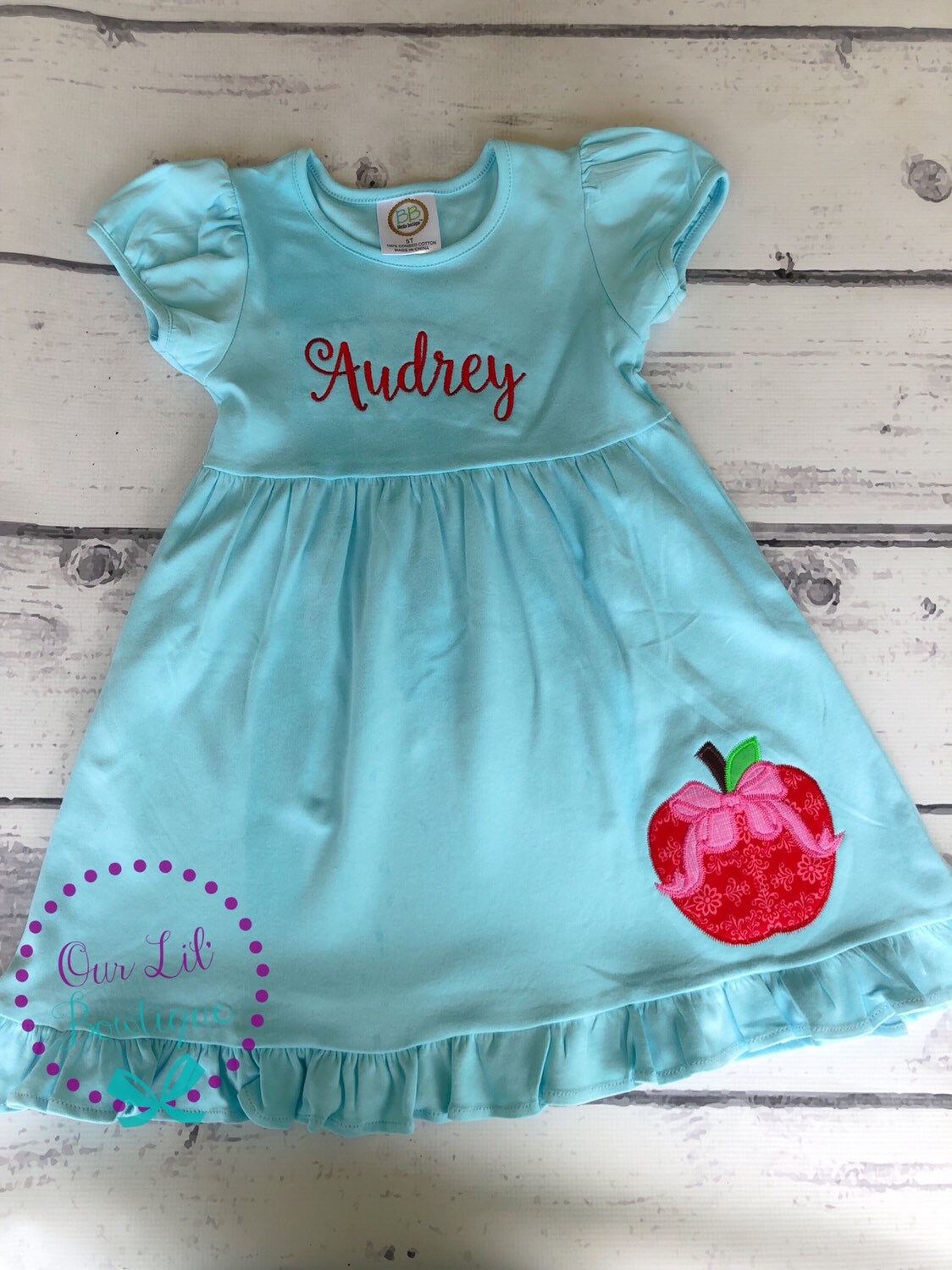 Apple Appliqué School Dress: Personalized Back to School Outfit