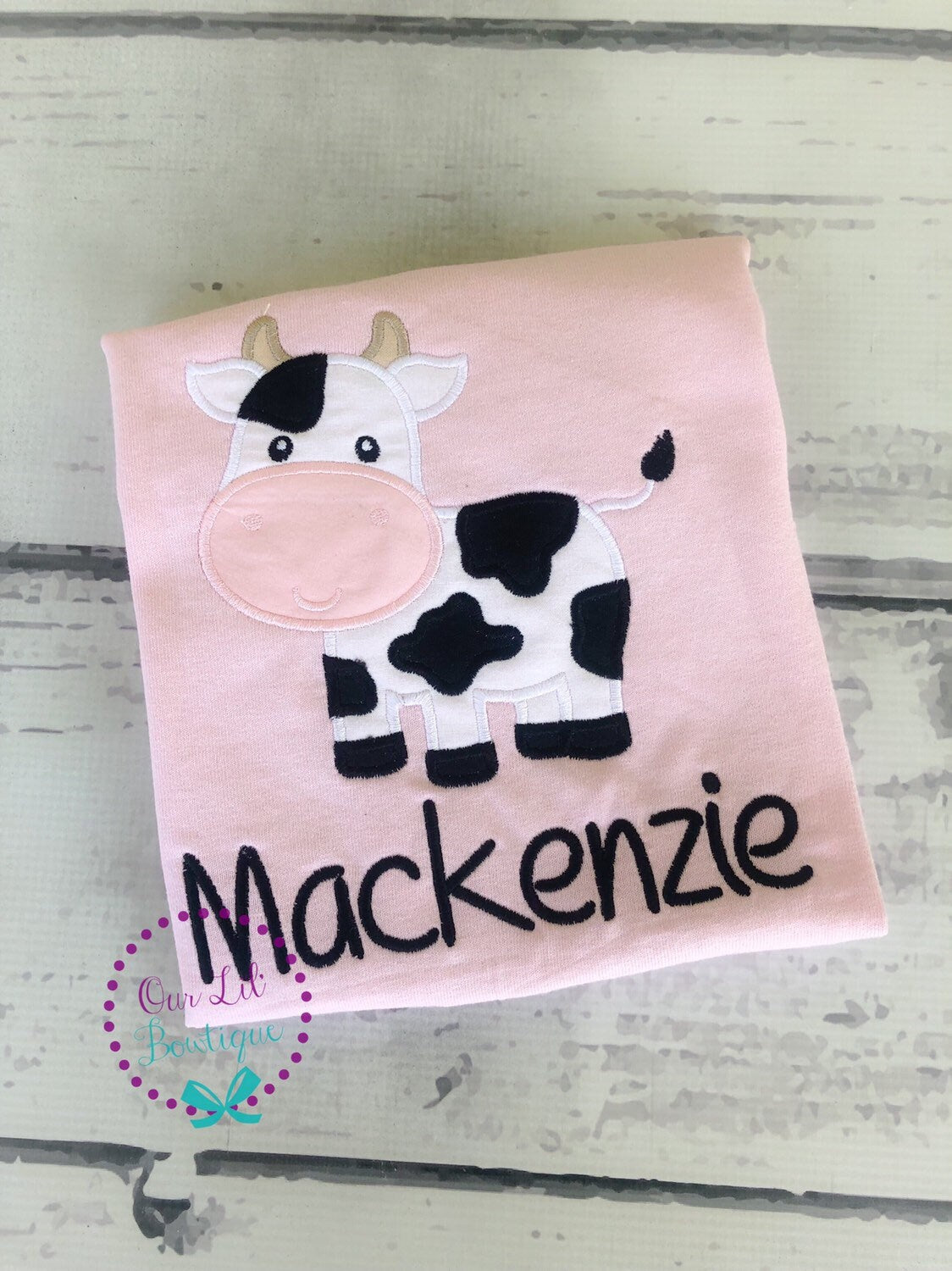 Cow Applique Shirt: Personalized Farm Birthday T-Shirt