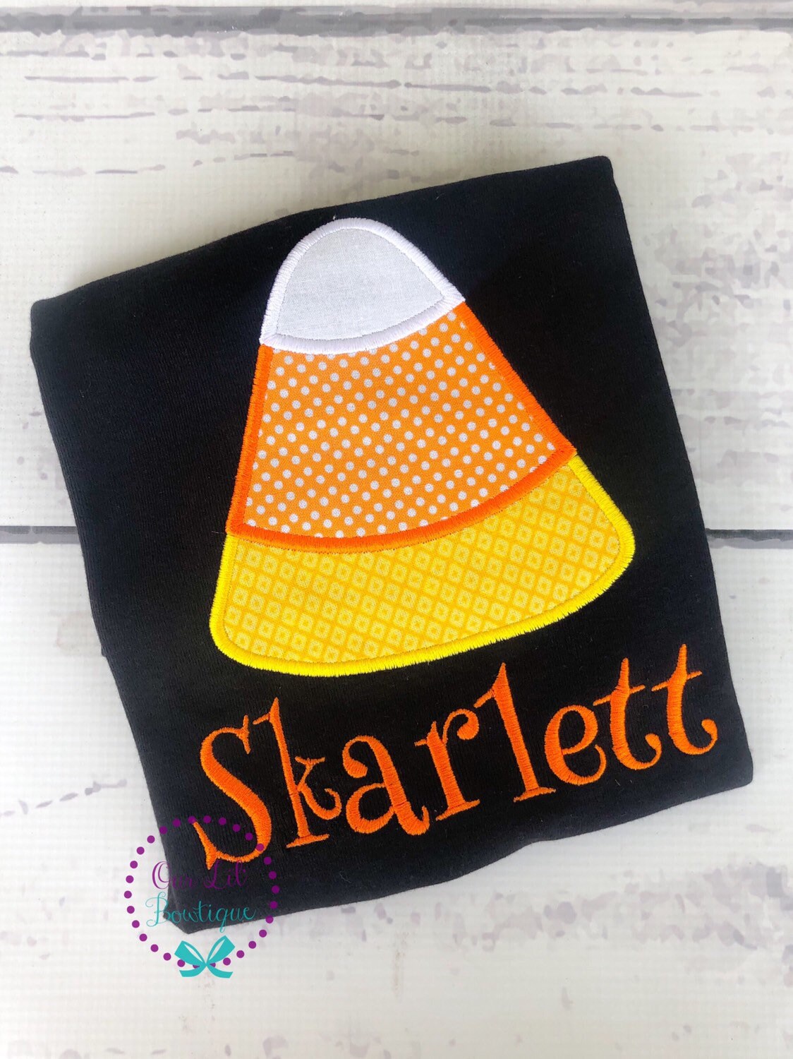 Candy Corn Applique Halloween Shirt - Girls Ruffle Tee