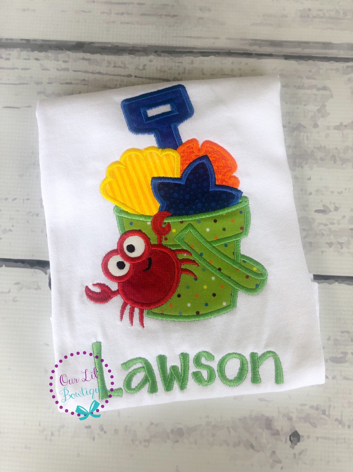 Personalized Sand Pail Applique Shirt - Beach Vacation Outfit