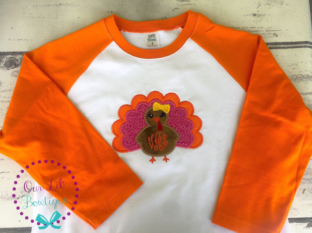 Girls Thanksgiving Turkey Applique Dress