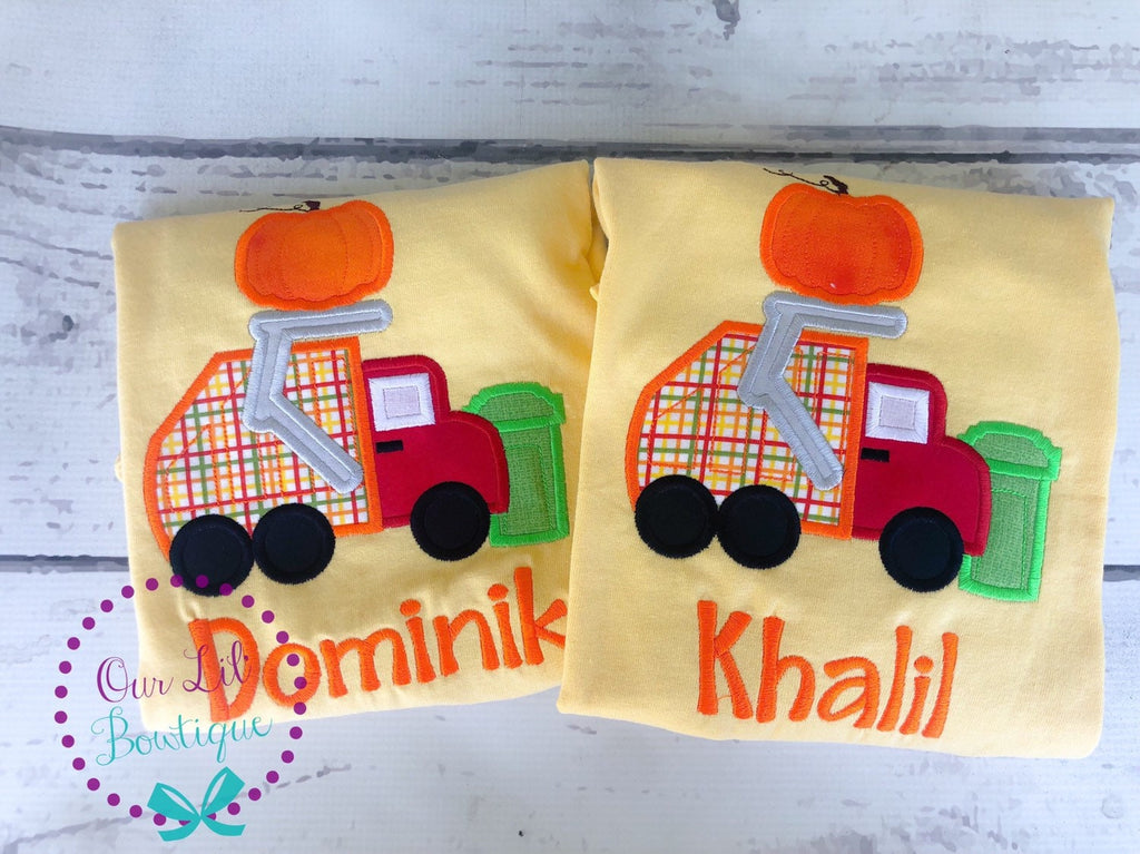 Personalized Pumpkin Truck Raglan Shirt - Thanksgiving Halloween