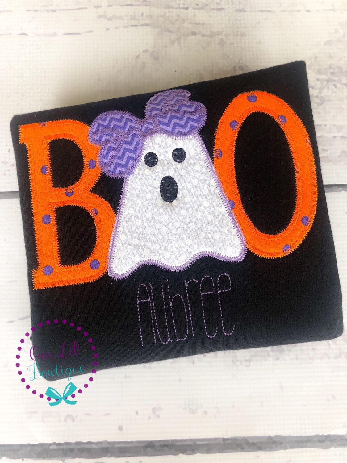 Ghost Applique Halloween Shirt - Personalized BOO Shirt