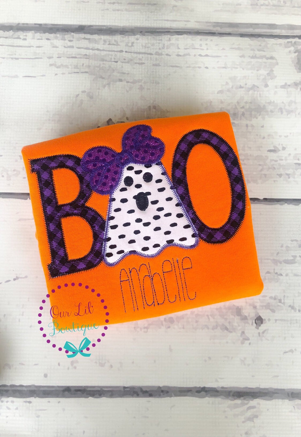 Ghost Applique Halloween Shirt - Personalized BOO Shirt