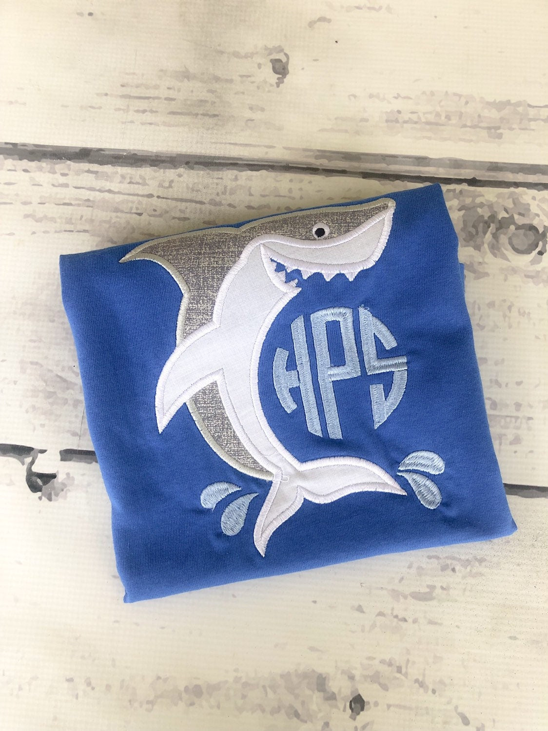 Shark Monogram Birthday Shirt - Personalized Under The Sea Applique