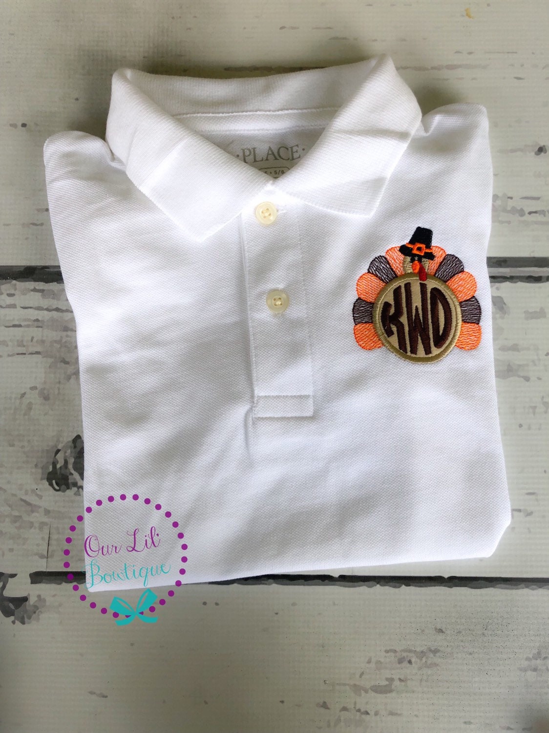 Turkey Polo - Thanksgiving Polo - Thanksgiving Turkey Polo - Turkey Monogram - Monogram - Boys Thanksgiving Shirt