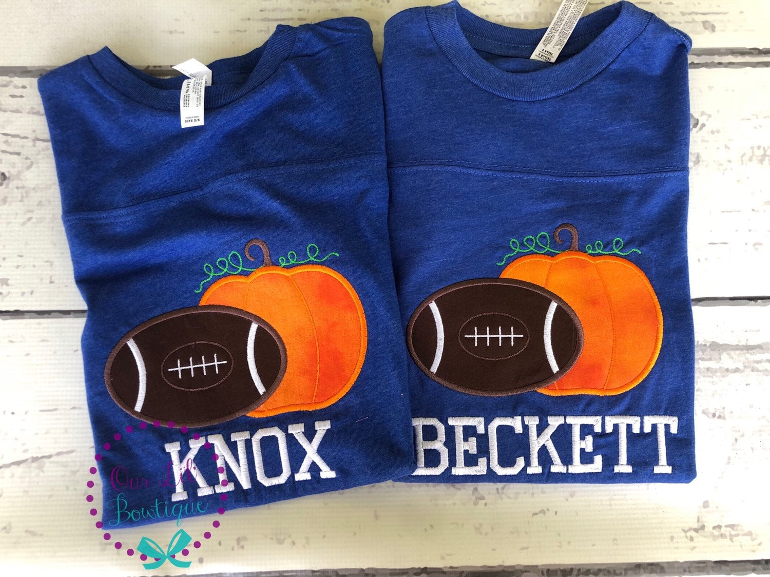 Personalized Boys Football Shirt: Embroidered Pumpkin Halloween Tee