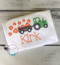 Embroidered Pumpkin Tractor Boys Shirt - Personalized Fall Tee