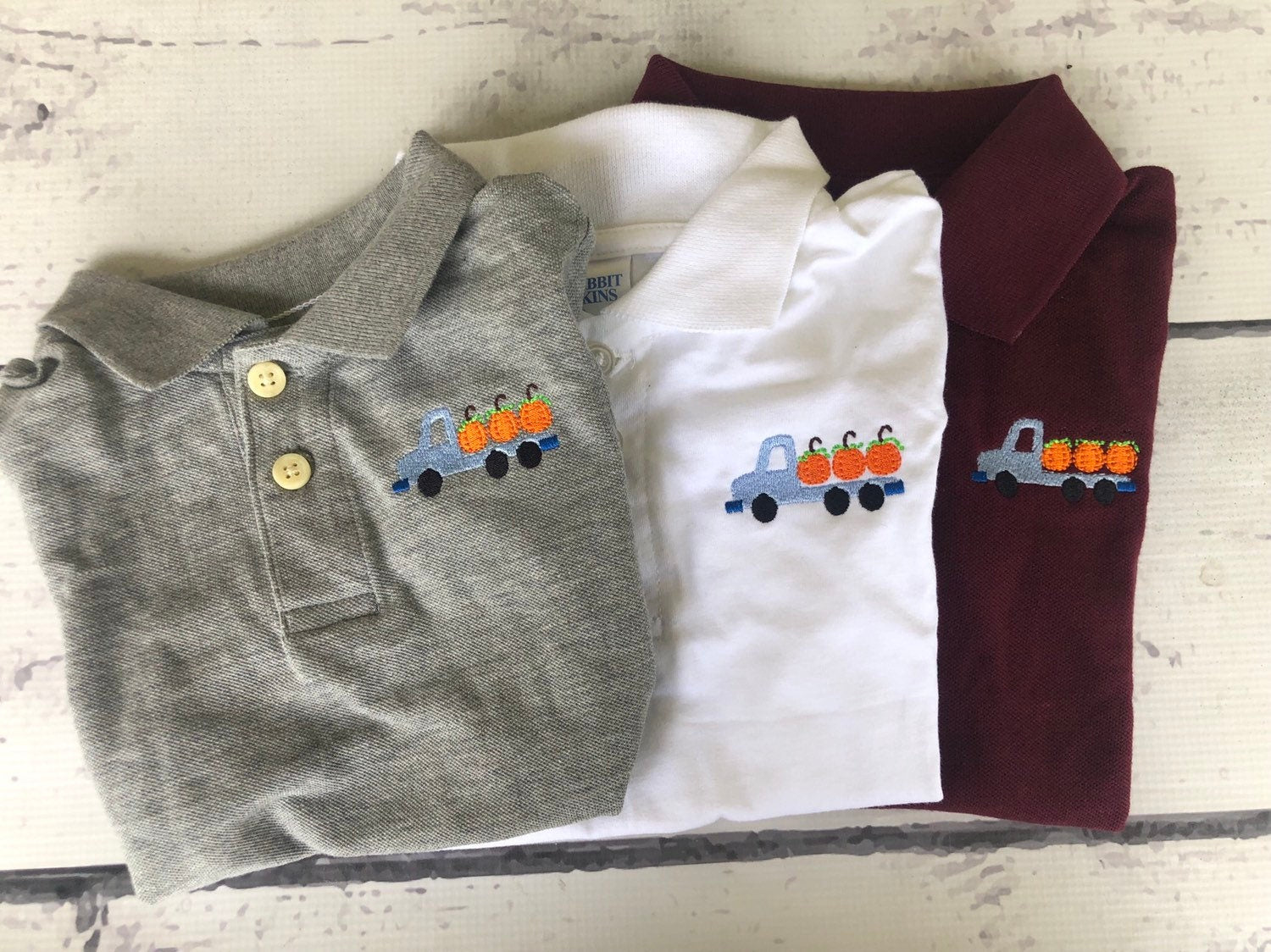 Pumpkin Truck Polo: Embroidered Fall Thanksgiving Shirt