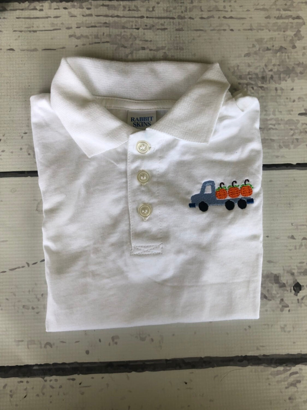 Pumpkin Truck Polo: Embroidered Fall Thanksgiving Shirt