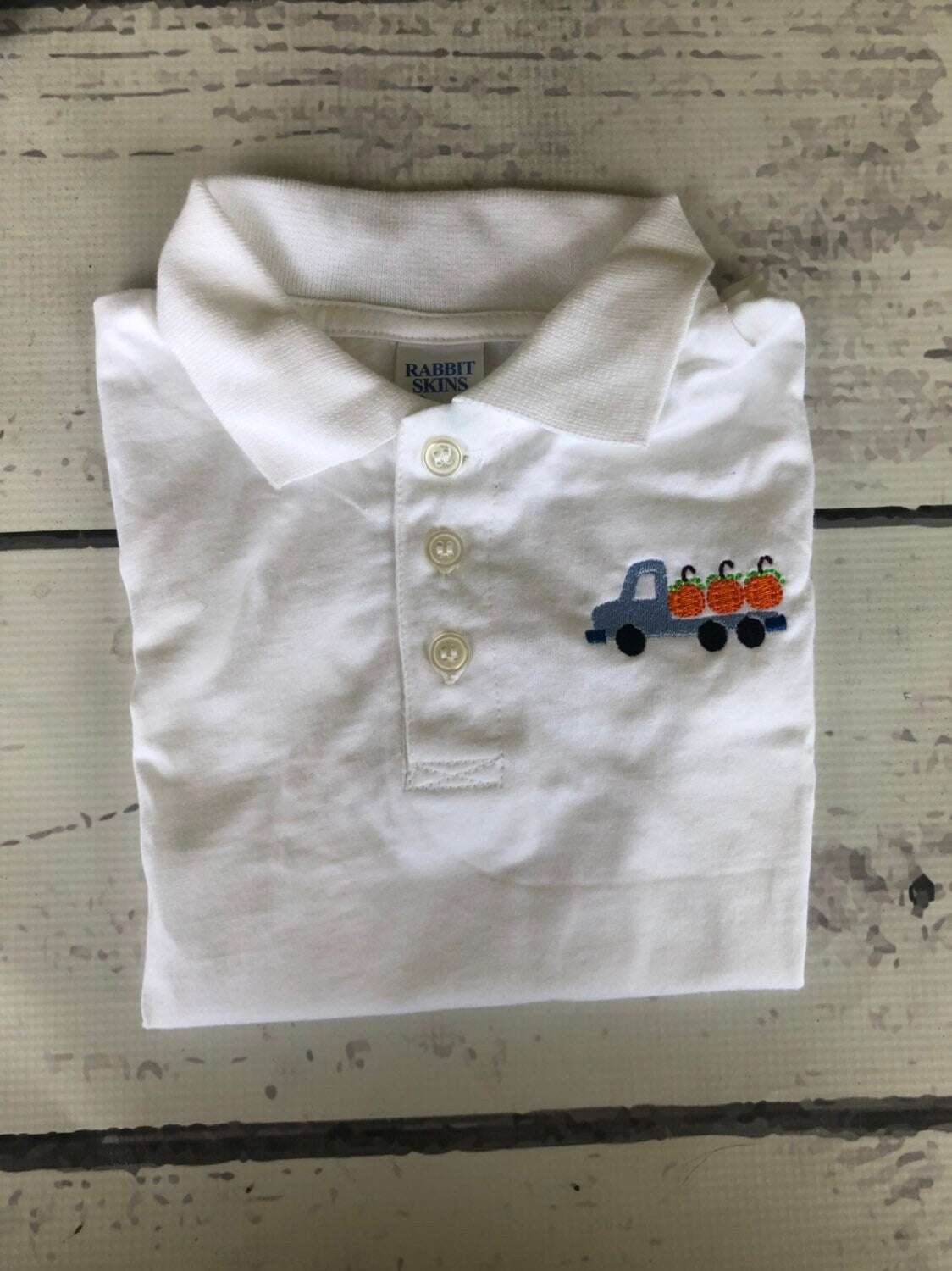 Pumpkin Truck Polo: Embroidered Fall Thanksgiving Shirt