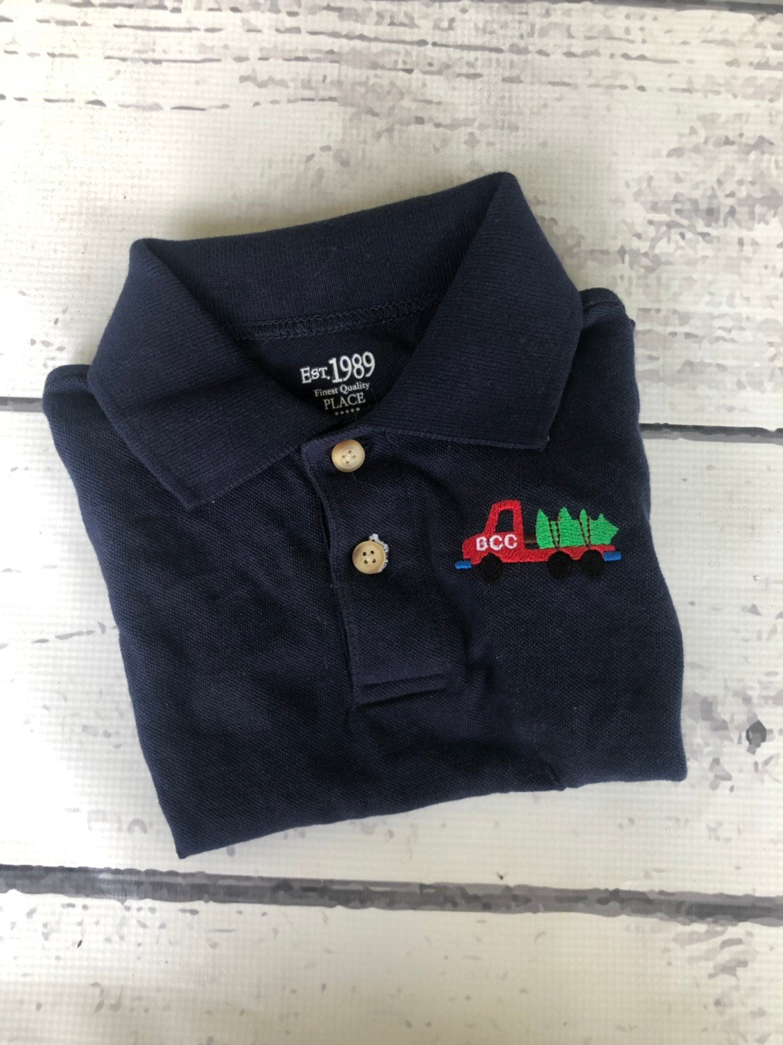 Embroidered Christmas Truck Polo - Personalized Tree Shirt - Monogram Polo Shirt