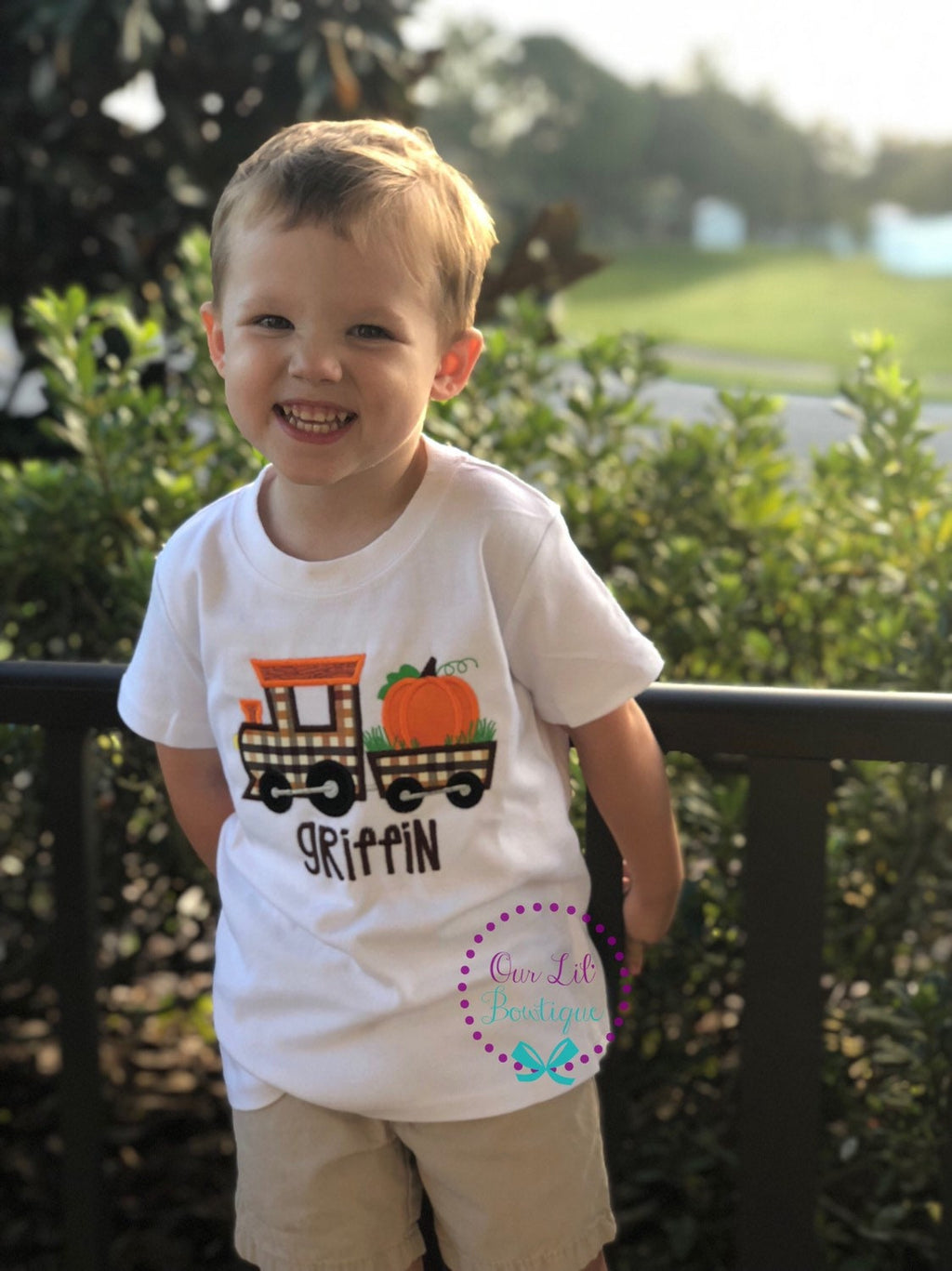 Personalized Pumpkin Train Shirt: Thanksgiving Halloween Outfit