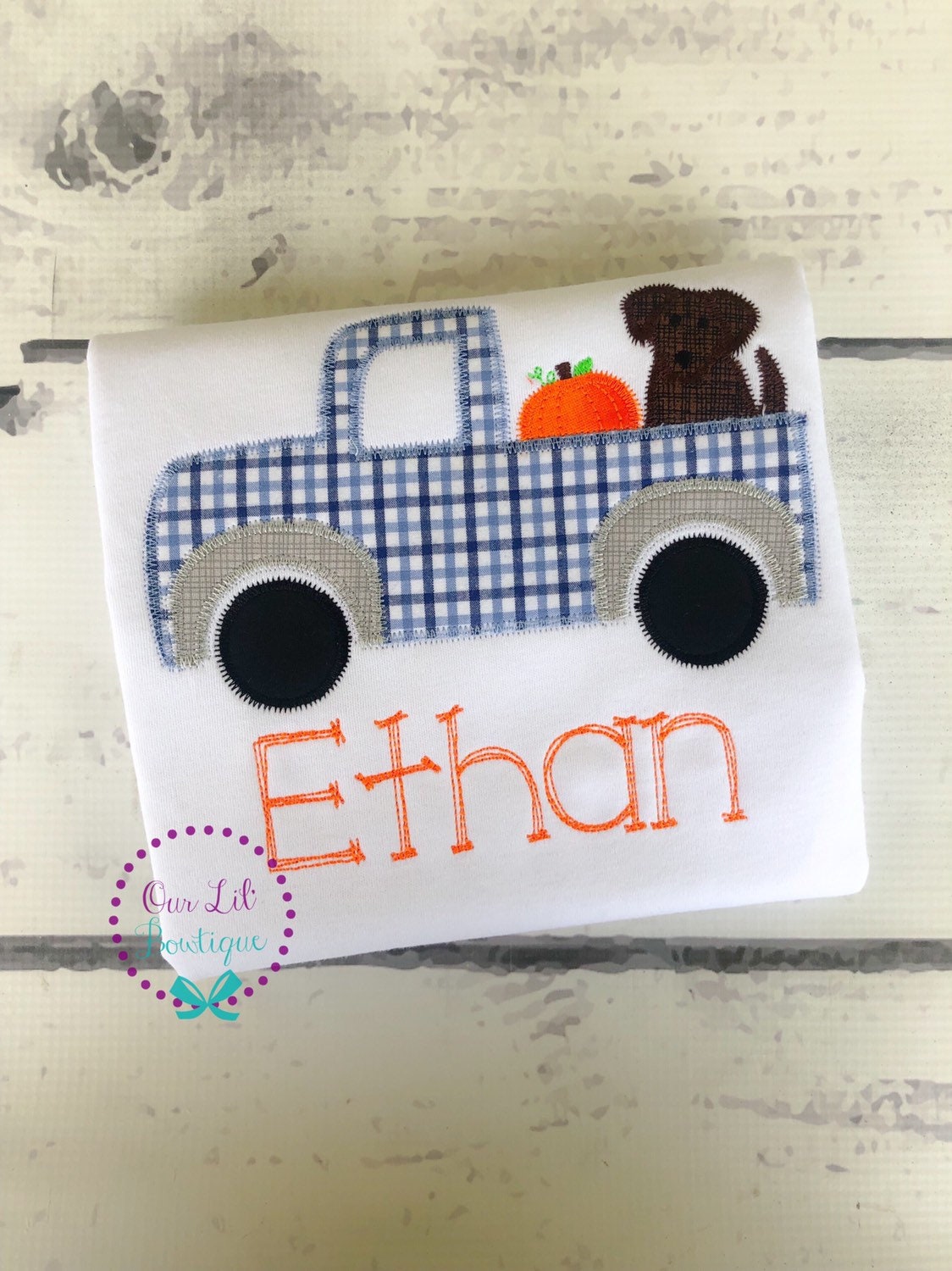 Pumpkin Truck Appliqué Shirt - Personalized Thanksgiving Halloween
