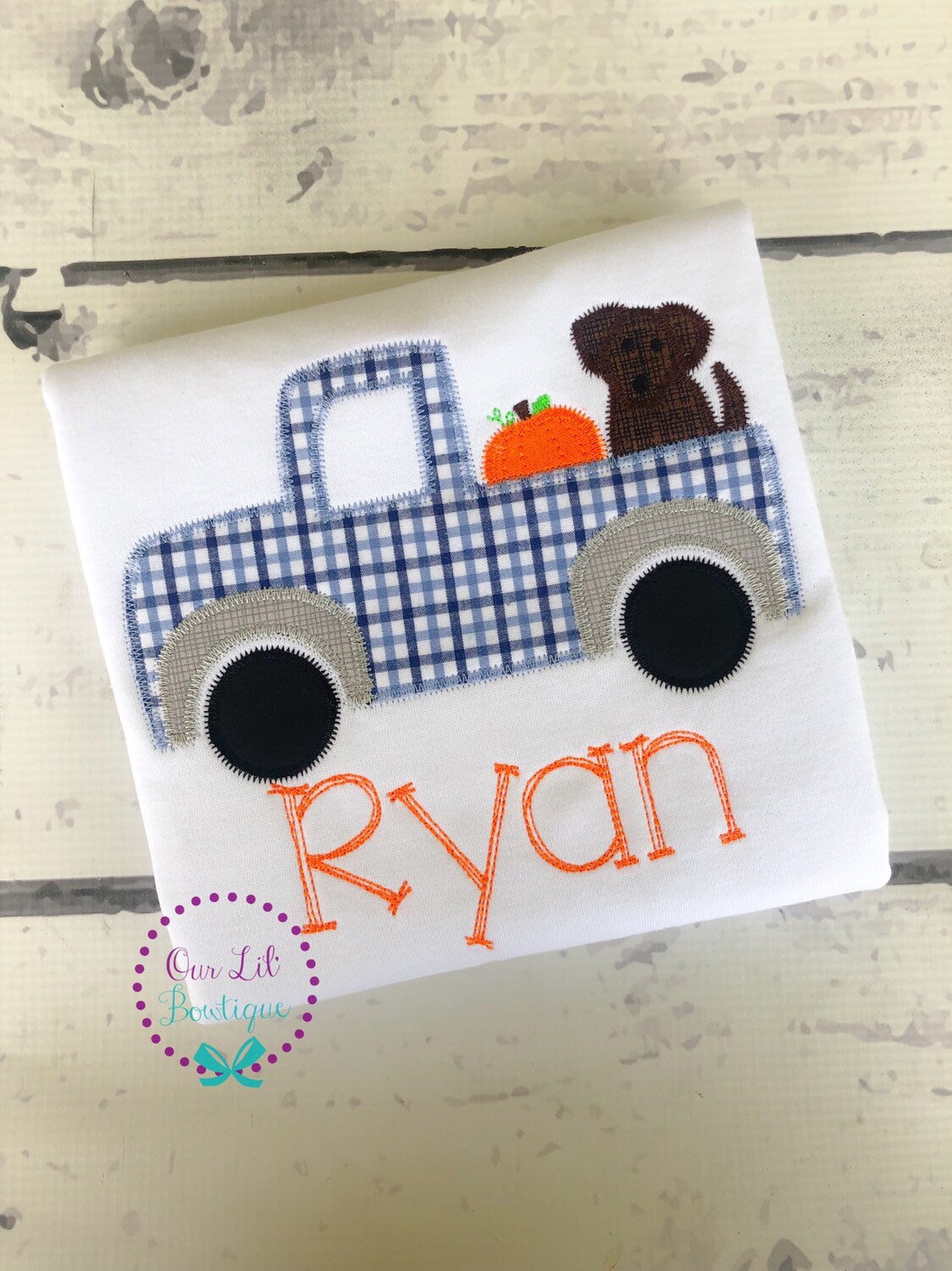 Pumpkin Truck Appliqué Shirt - Personalized Thanksgiving Halloween