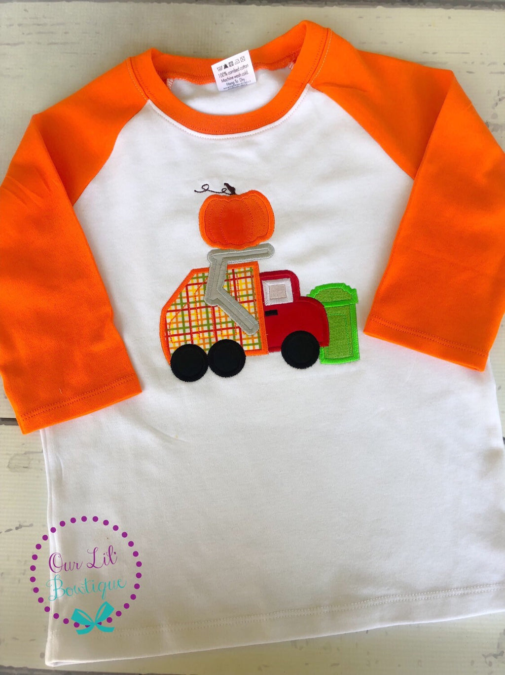 Personalized Pumpkin Truck Raglan Shirt - Thanksgiving Halloween