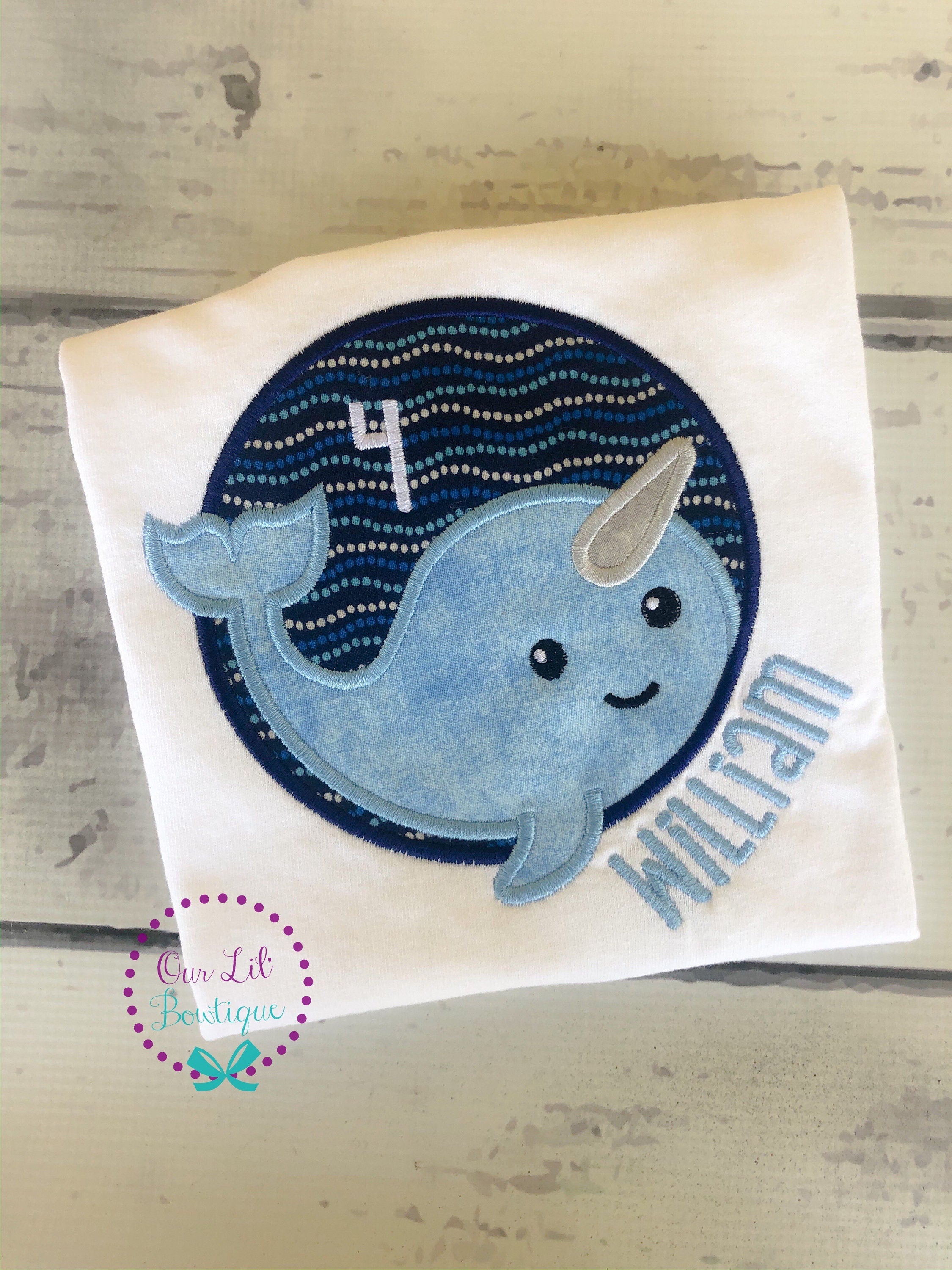 Personalized Narwhal Shirt - Girl Narwhal Shirt - Boy Narwhal Shirt - Cute Narwhal Applique - Narwhal Applique - Summer Shirt - Birthday