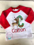 Personalized Reindeer Christmas Shirt: Applique Letter Design