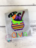 Embroidered Halloween Witch Cauldron Shirt - Personalized Girls Outfit