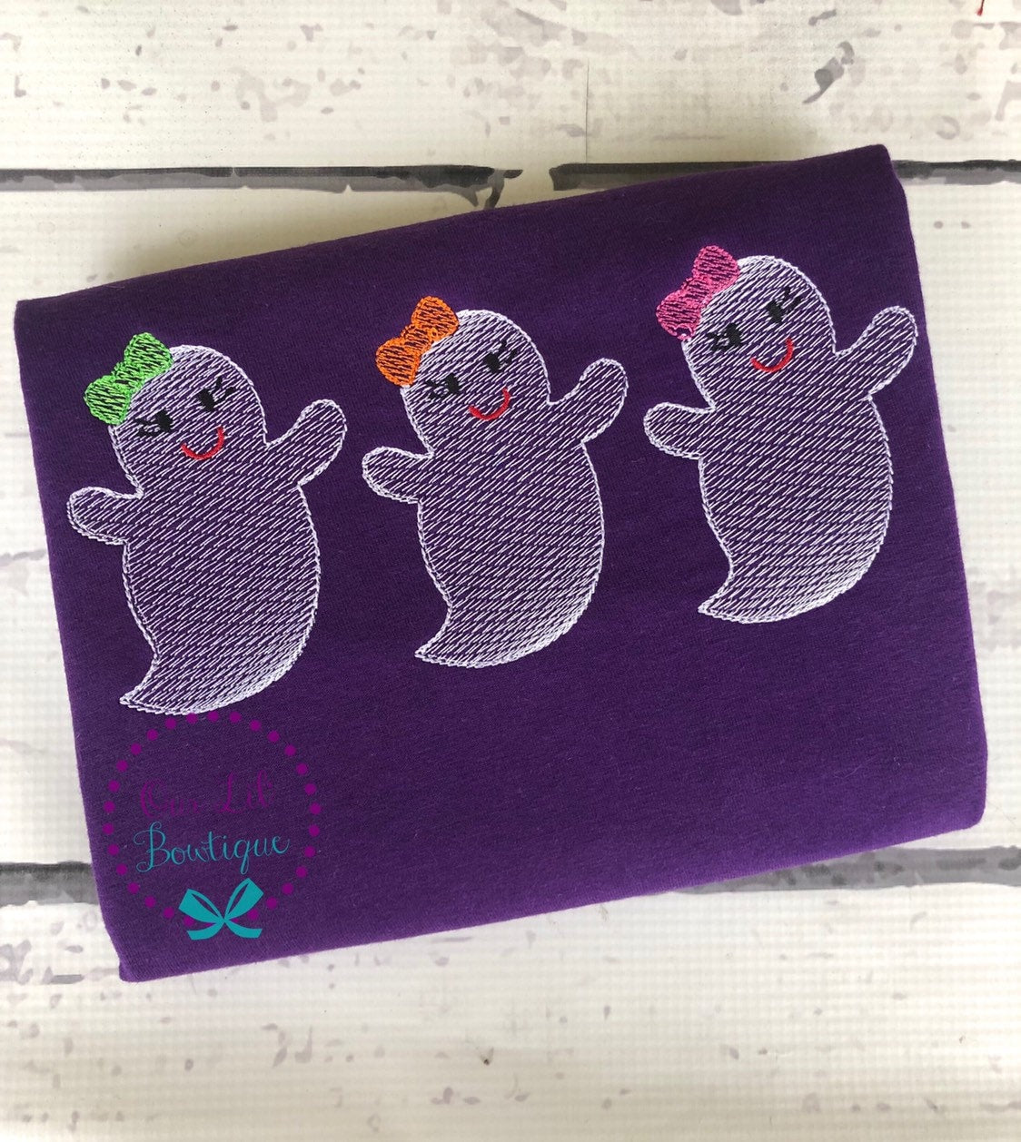 Personalized Halloween Ghost Shirt: Embroidered Sketch Design