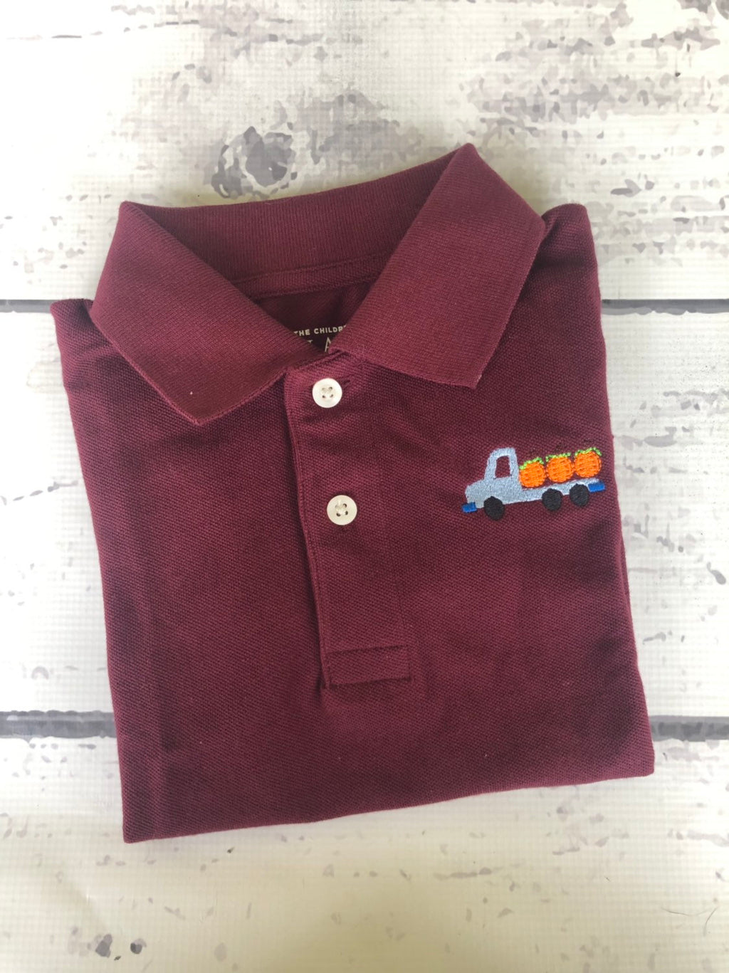 Pumpkin Truck Polo: Embroidered Fall Thanksgiving Shirt