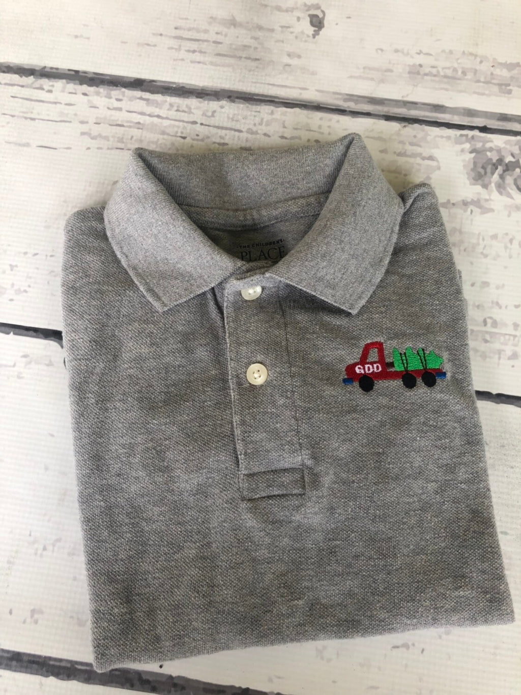 Embroidered Christmas Truck Polo - Personalized Tree Shirt - Monogram Polo Shirt