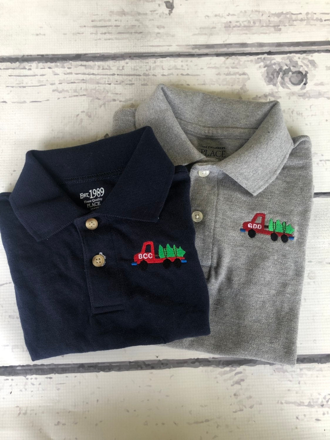 Embroidered Christmas Truck Polo - Personalized Tree Shirt - Monogram Polo Shirt