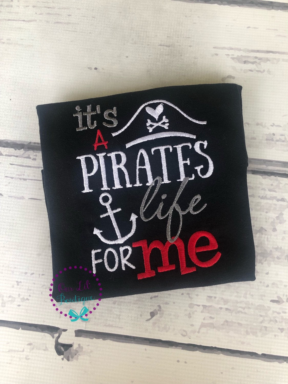 Personalized Pirate Birthday Shirt: Embroidered Boy's T-Shirt