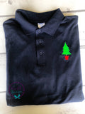 Christmas Tree Embroidered Polo - Kids Monogram Shirt