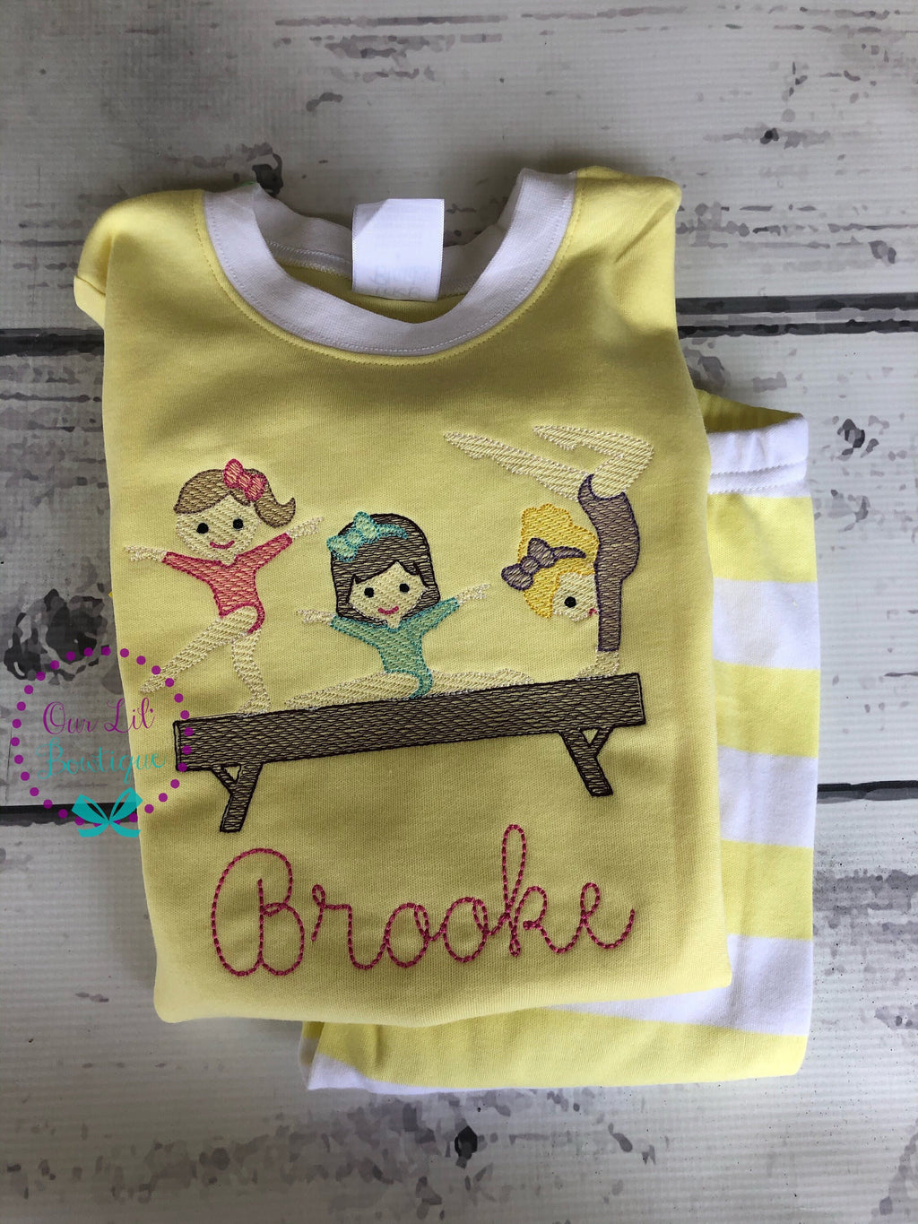 Embroidered Gymnastics Outfit: Personalized Gymnast Shirt & Pants