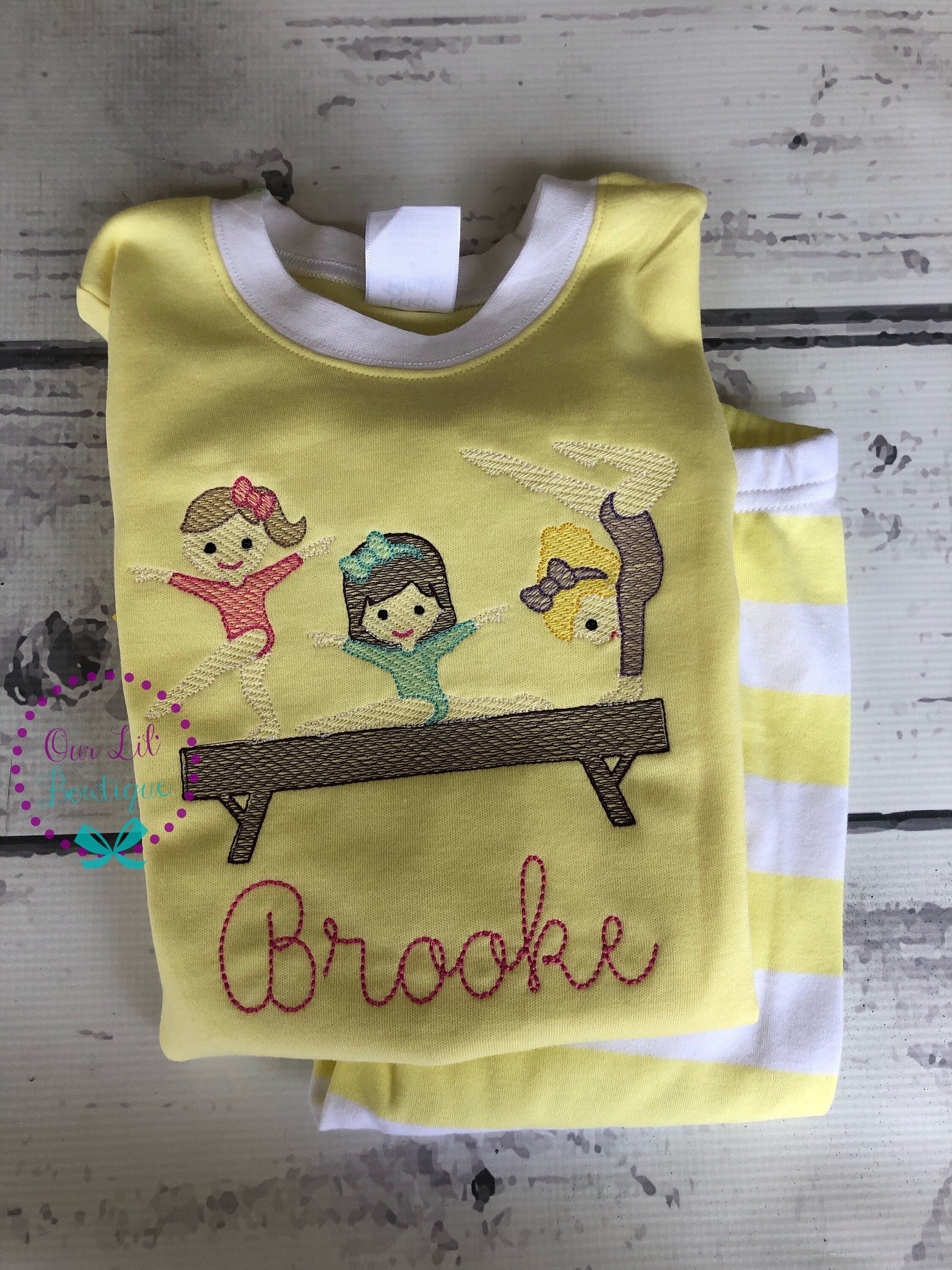 Embroidered Gymnastics Outfit: Personalized Gymnast Shirt & Pants