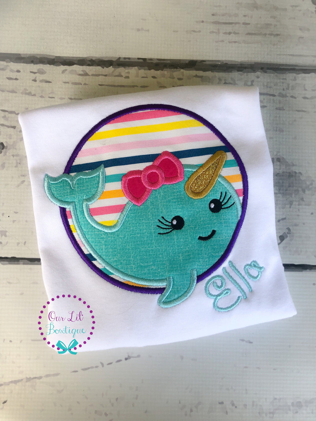 Personalized Narwhal Shirt - Girl Narwhal Shirt - Boy Narwhal Shirt - Cute Narwhal Applique - Narwhal Applique - Summer Shirt - Birthday