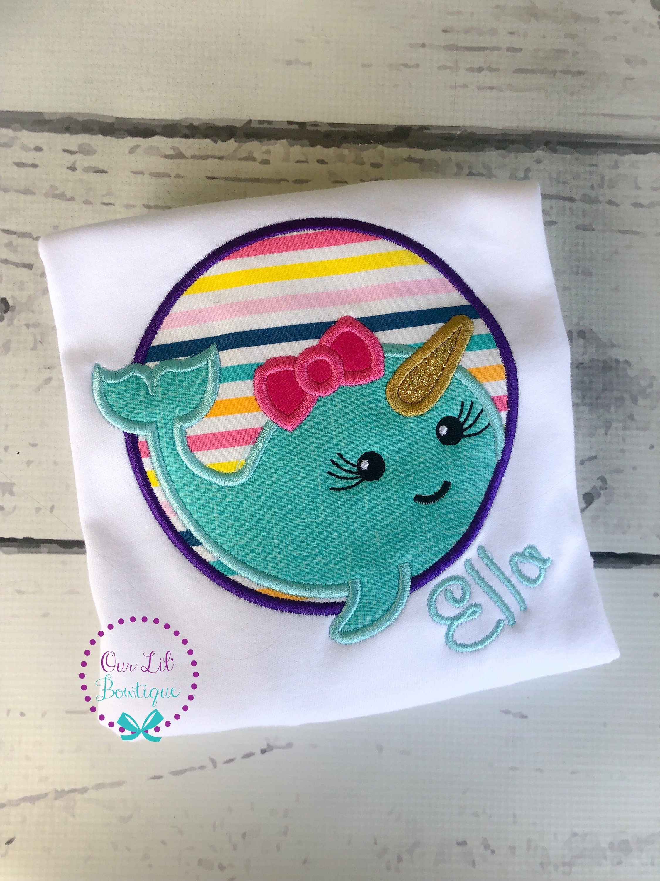 Personalized Narwhal Shirt - Girl Narwhal Shirt - Boy Narwhal Shirt - Cute Narwhal Applique - Narwhal Applique - Summer Shirt - Birthday