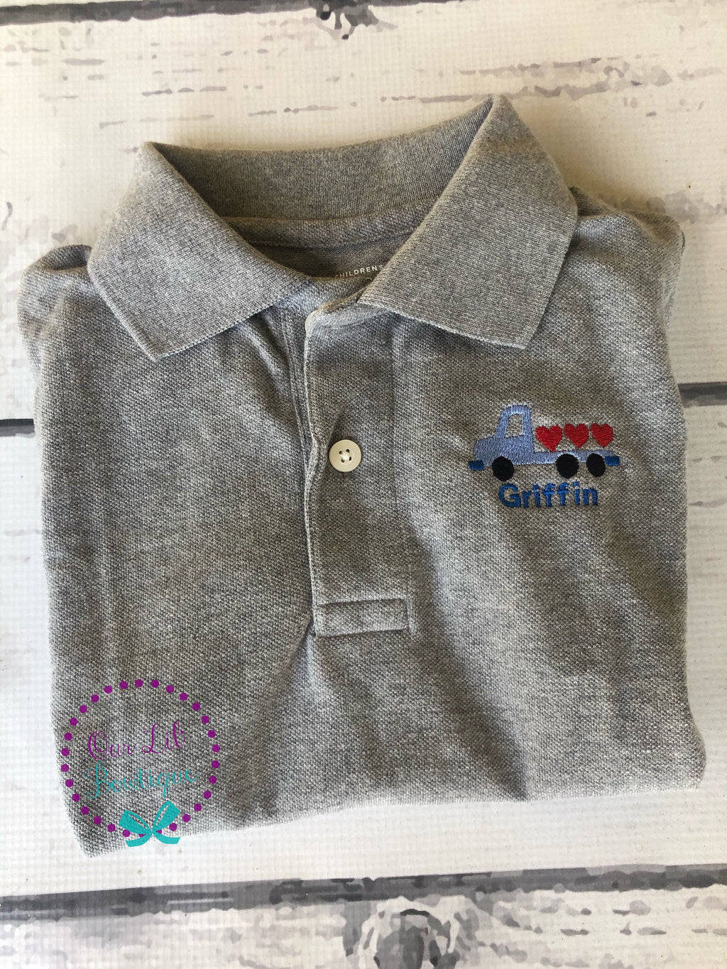 Valentine Truck Polo: Personalized Monogrammed Boys Shirt