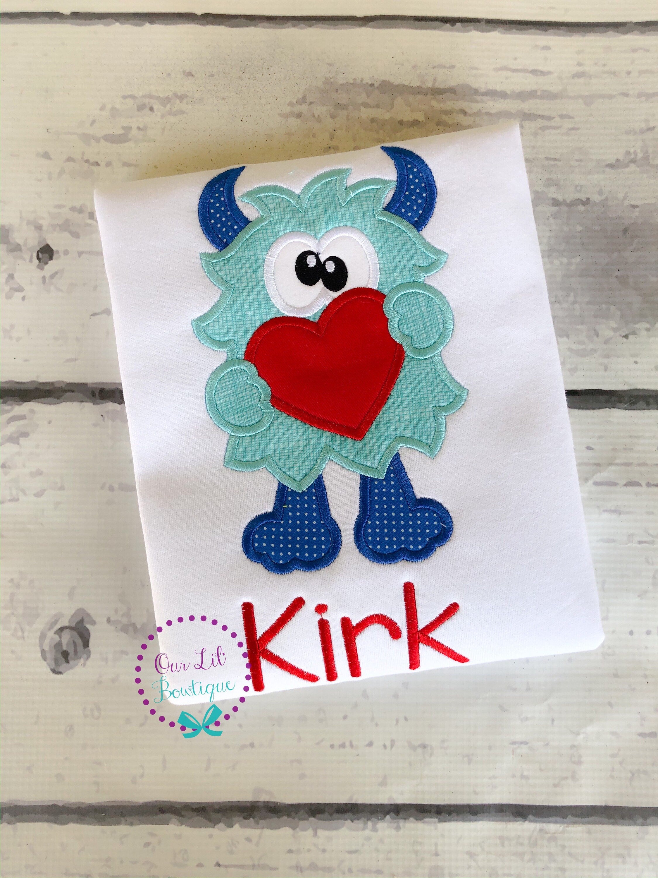 Boy Valentine Shirt - Girl Valentine Shirt - Sibling Valentine Shirt - Valentine Monster - Personalized Valentine Shirt - Valentine Applique