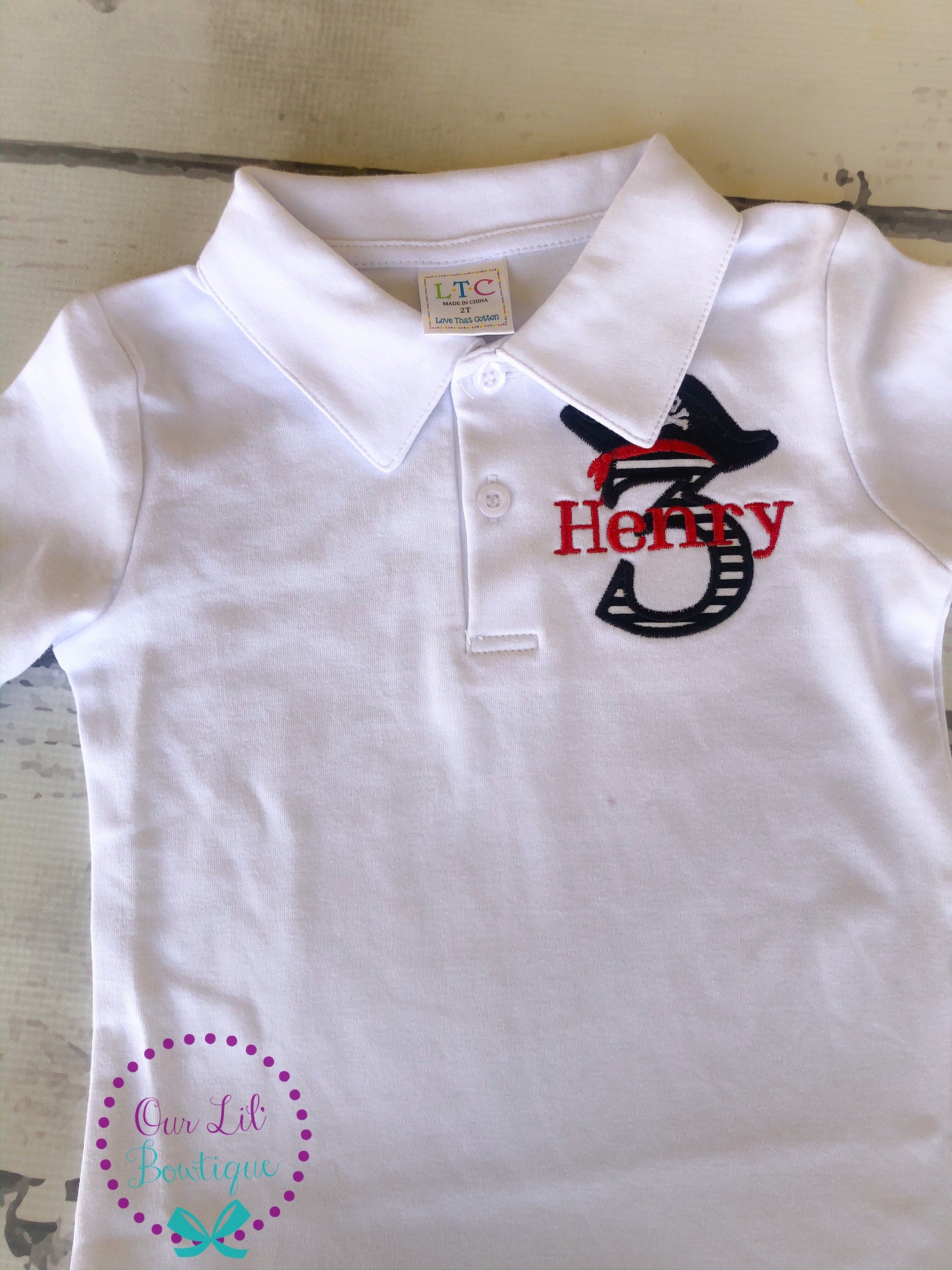 Personalized Pirate Birthday Polo Shirt - Boys Pirate Hat Theme