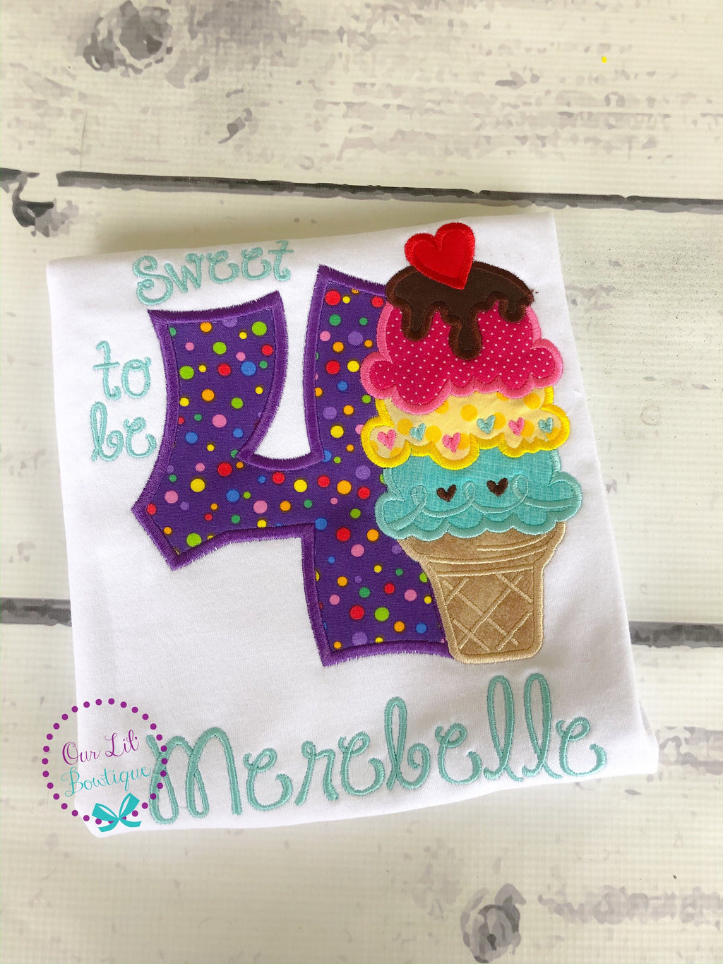 Ice Cream Birthday Shirt - Ice Cream Birthday - It's Sweet To Be Three - Birthday Shirt- Personalized Birthday - Personalized - Birthday