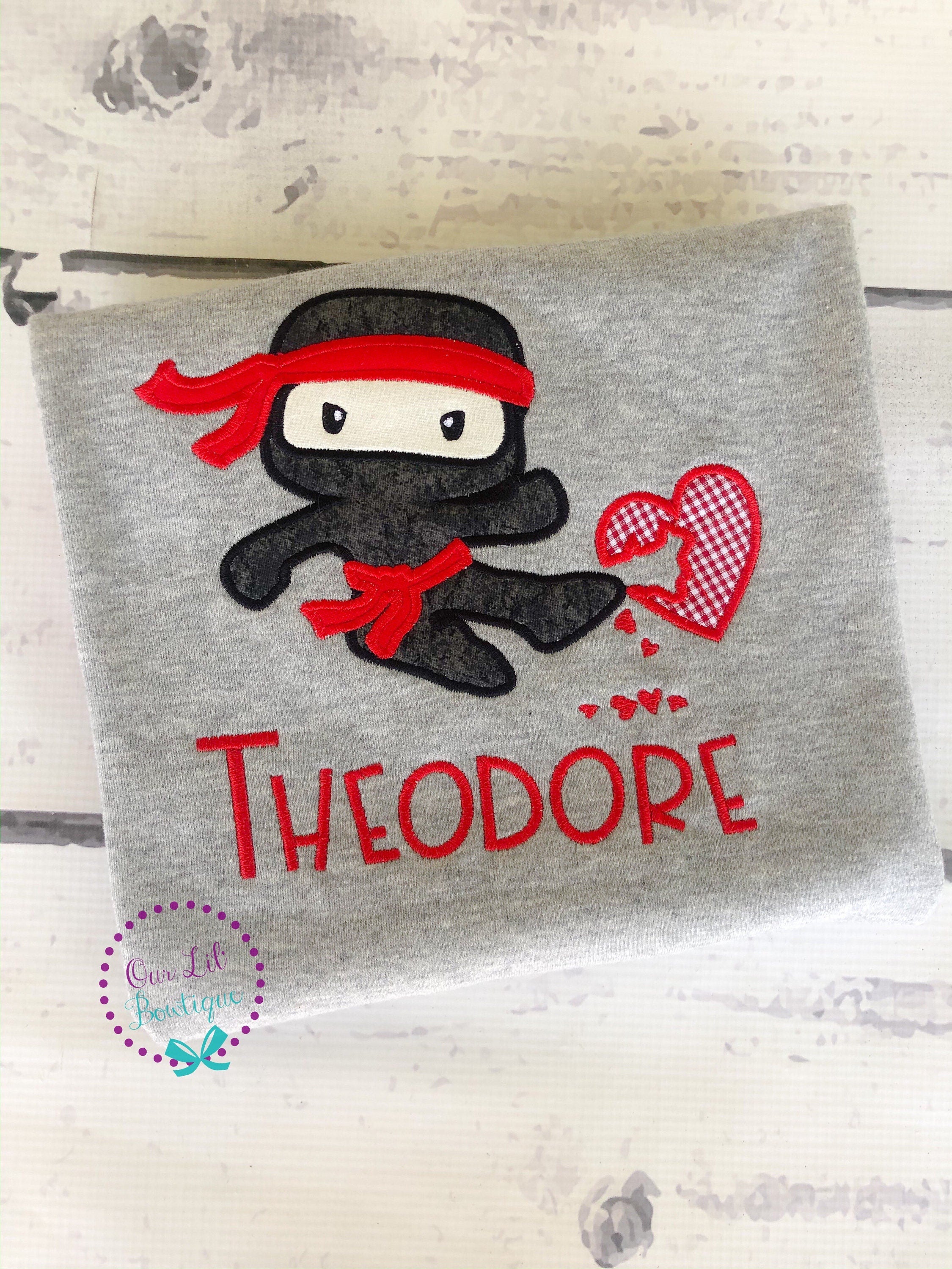 Personalized Ninja Valentine Raglan Shirt: Custom Name