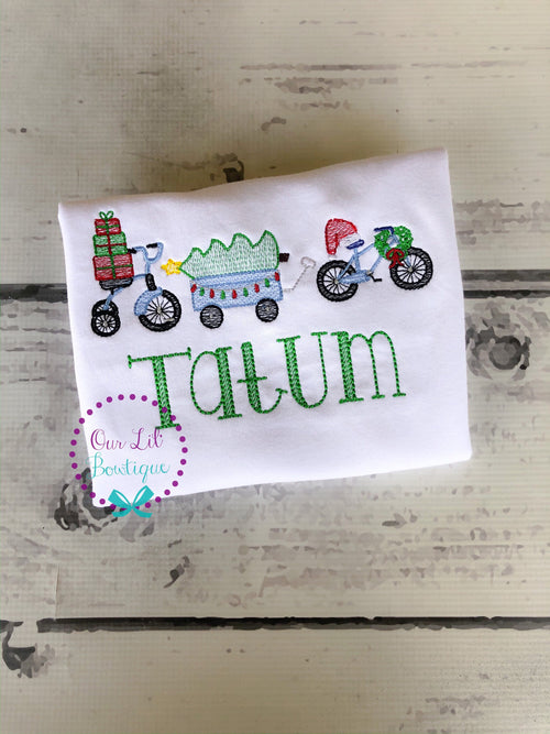 Christmas Wagon Applique Shirt - Personalized Holiday Outfit