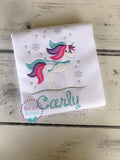 Personalized Christmas Unicorn Shirt: Embroidered Holiday Bodysuit