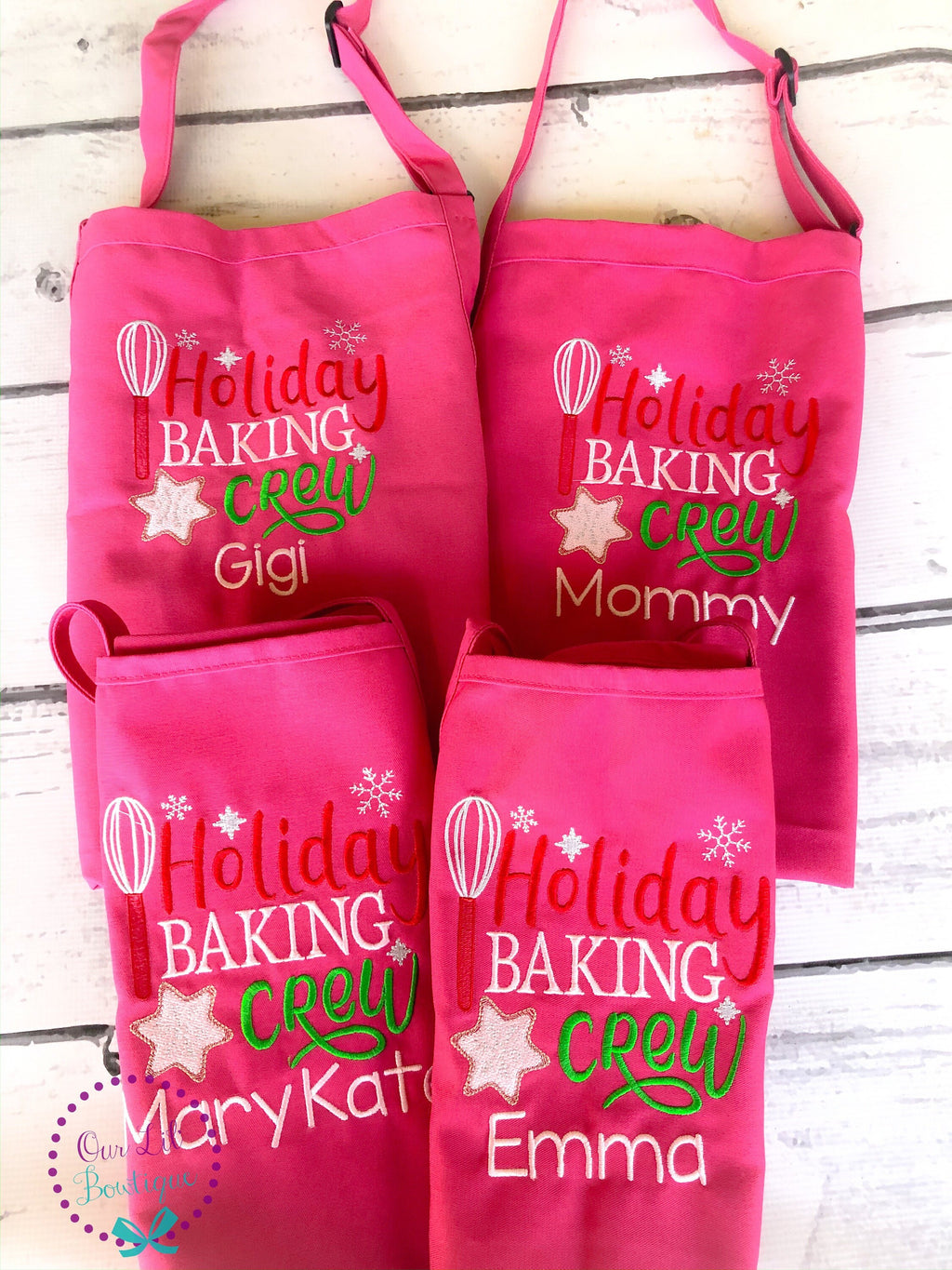 Holiday Baking Crew Apron - Personalized Apron - Personalized Gingerbread - Kids Apron - Adult Apron - Christmas Apron - Cooking Apron