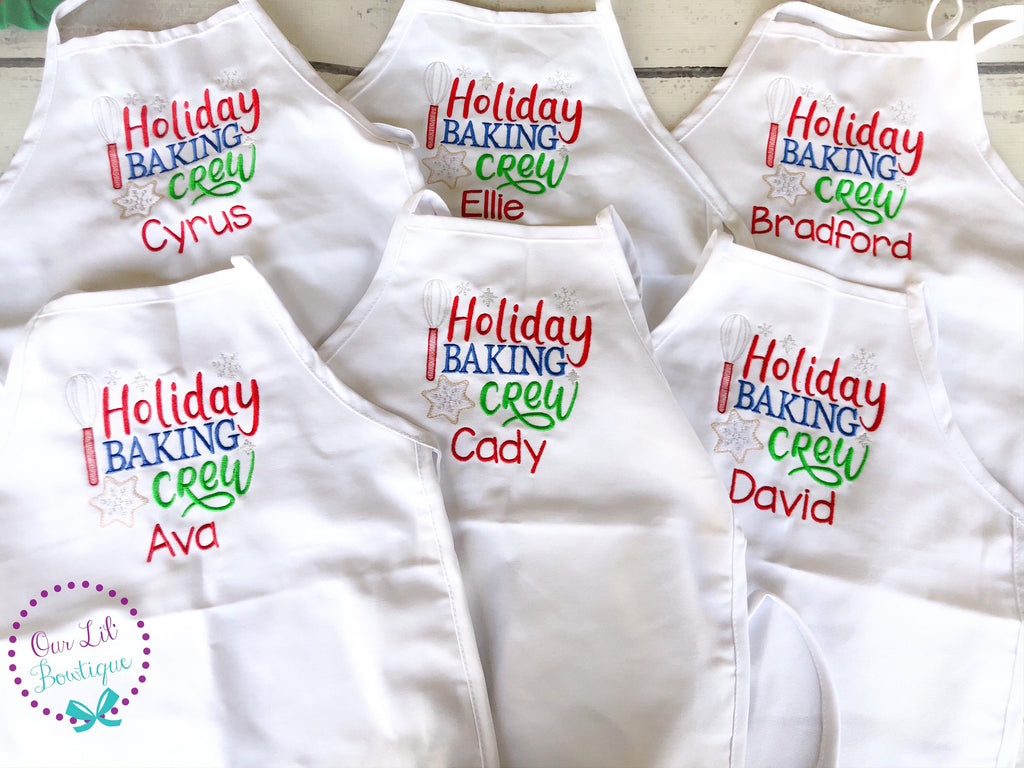 Holiday Baking Crew Apron - Personalized Apron - Personalized Gingerbread - Kids Apron - Adult Apron - Christmas Apron - Cooking Apron