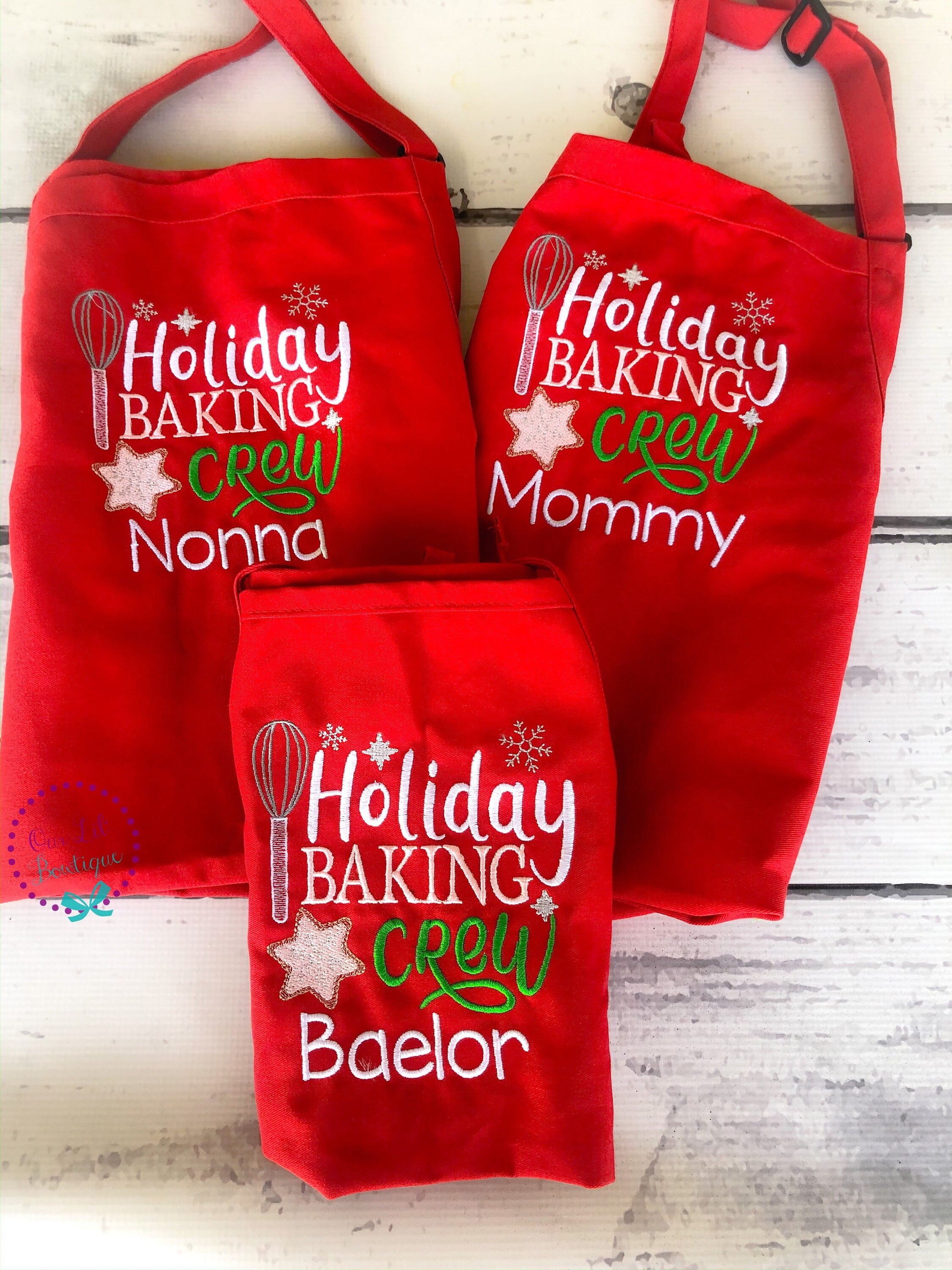 Holiday Baking Crew Apron - Personalized Apron - Personalized Gingerbread - Kids Apron - Adult Apron - Christmas Apron - Cooking Apron