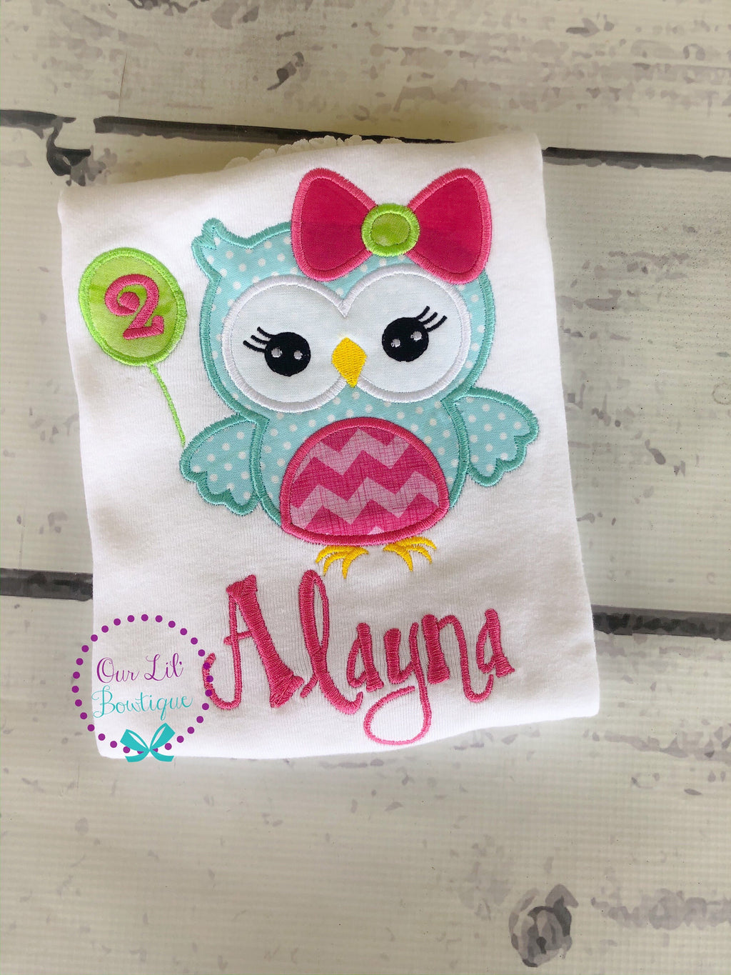 Personalized Owl Birthday Shirt: Appliqué Girl or Boy Outfit