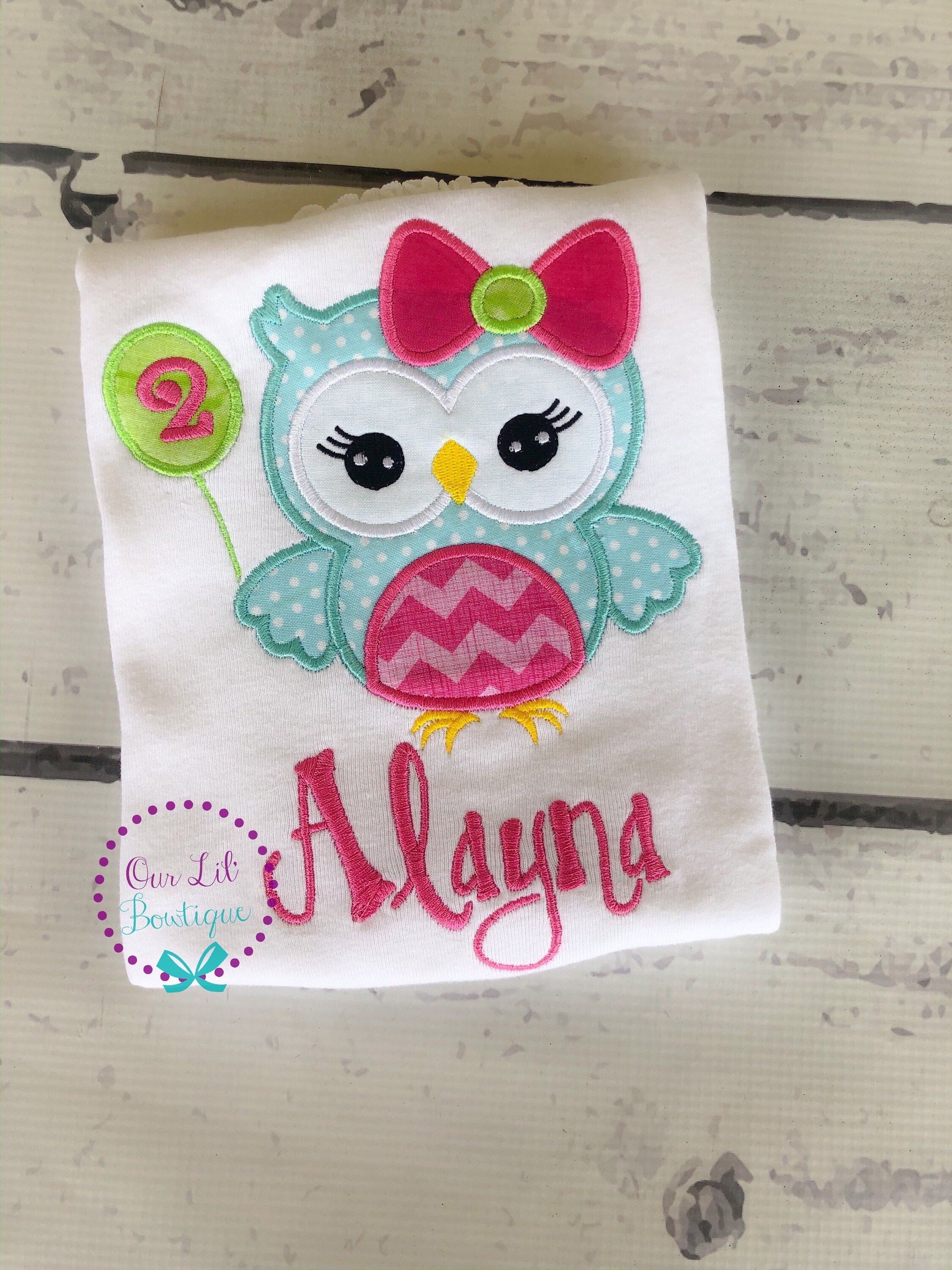 Personalized Owl Birthday Shirt: Appliqué Girl or Boy Outfit