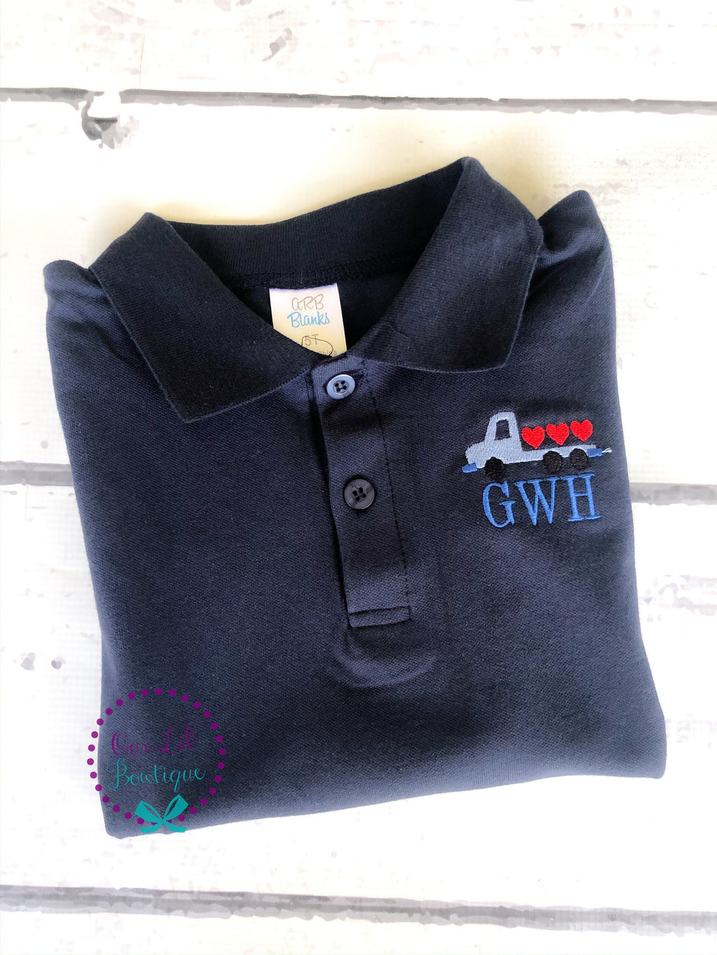 Valentine Truck Polo: Personalized Monogrammed Boys Shirt